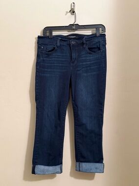 Liverpool Los Angeles Petite Cropped Jeans Dark Wash Cuffed Hem Stretch Size 10P